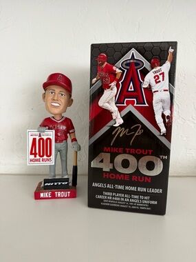 Mike Trout 400th Home Run Bobblehead - Red & White